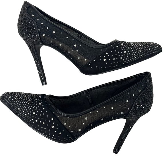 BCBGeneration SIZE 9.5 M Hivana Black Rhinestone Jewel Pointed Toe Pump BCBG - Picture 2 of 11